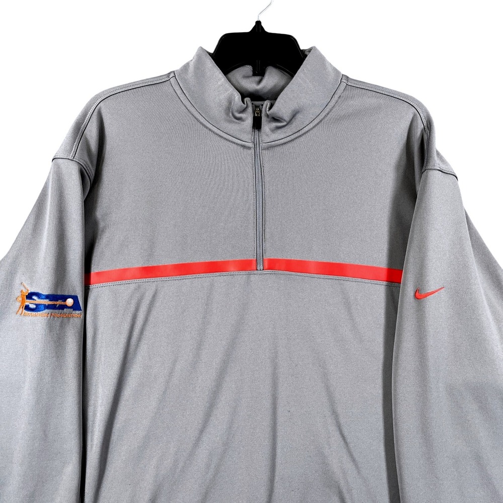 Nike Golf Tour Performance 1/4 Zip Pullover Mens XL Gray Red Stripe Golfing